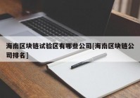 海南区块链试验区有哪些公司[海南区块链公司排名]